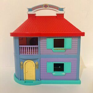 Blue Box School House Toy Playset Vintage